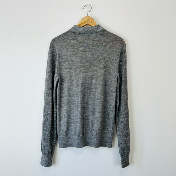 Joseph Silver Grey Glitter Sparkle Wool Blend Knit Long Sleeve Polo Shirt UK M - Picture 13 of 13